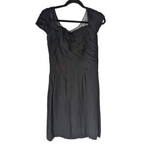 Vintage Anne Verdi Black Ruched Dress Small Union‎ Made NYC 50s Cocktail